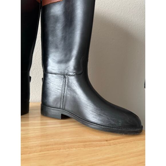 Tory Burch Diana Rubber Leather Equestrian Tall Rain Boots  Sz 7 SEE DESCRIPTION - Picture 11 of 16